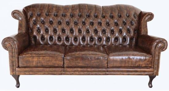 Pohovka trojmístná Chesterfield Crown z pravé hovězí kůže