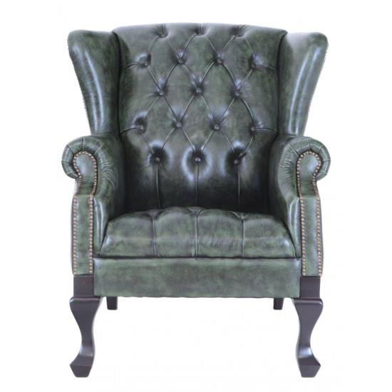 Křeslo Chesterfield z pravé hovězí kůže