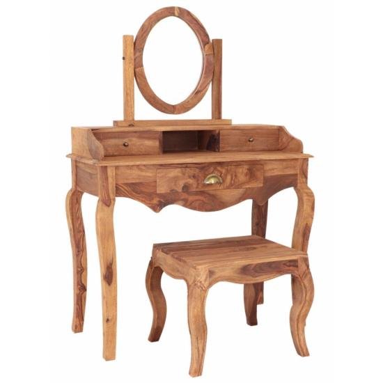 Toaletní stolek se zrcadlem + taburet z indického masivu palisandr