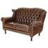 Pohovka dvoumístná Chesterfield Crown z pravé hovězí kůže Whisky