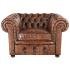Pohovka jednomístná Chesterfield Comfort z pravé hovězí kůže Whisky