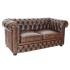 Pohovka dvoumístná Chesterfield Greenfield z pravé hovězí kůže Whisky