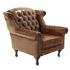 Pohovka jednomístná Chesterfield Crown z pravé hovězí kůže Whisky